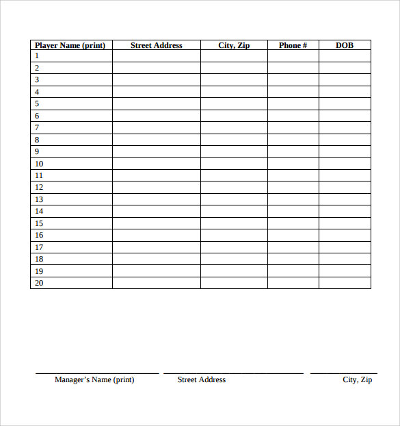 Blank Baseball Schedule Template