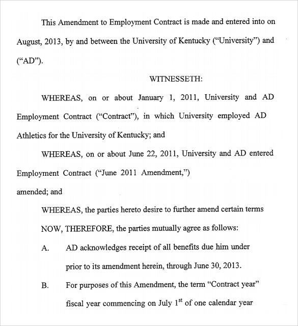 contract amendment template pdf