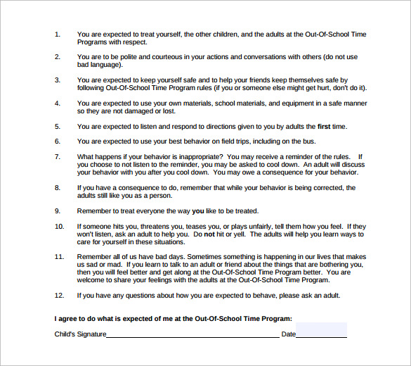 FREE 12+ Behavior Contract Templates in PDF | MS Word | Excel