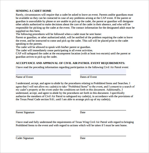 cadet behavior contract