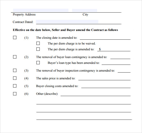 contract amendment template 