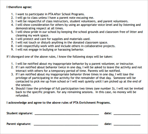 sample behavior contract