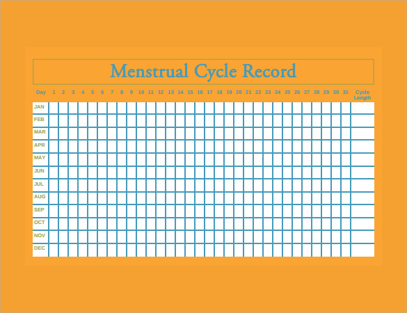 menstrual record chart template