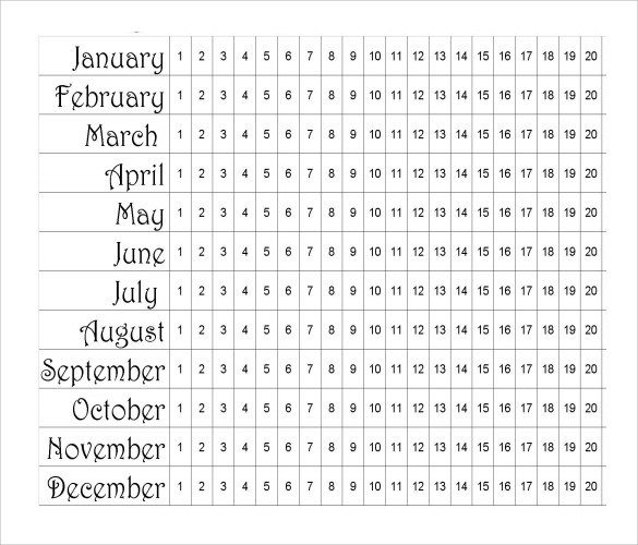 menstrual record chart template