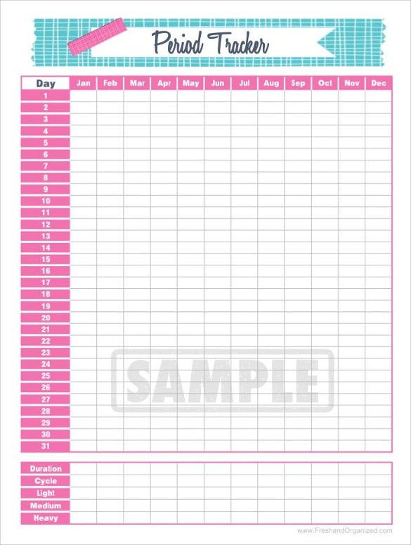 menstrual cycle tracker printable