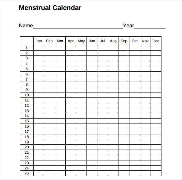FREE 11+ Menstrual Calendars in PDF