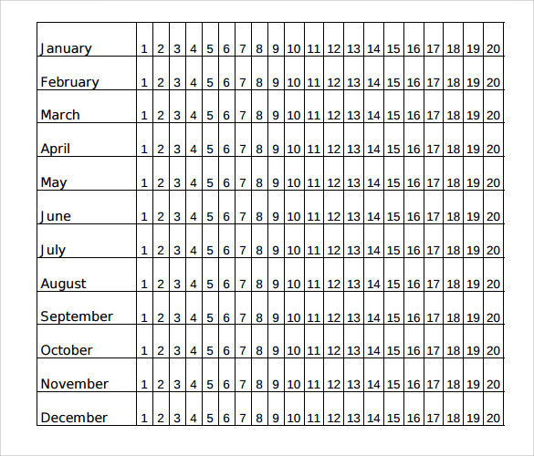 menstrual record chart template