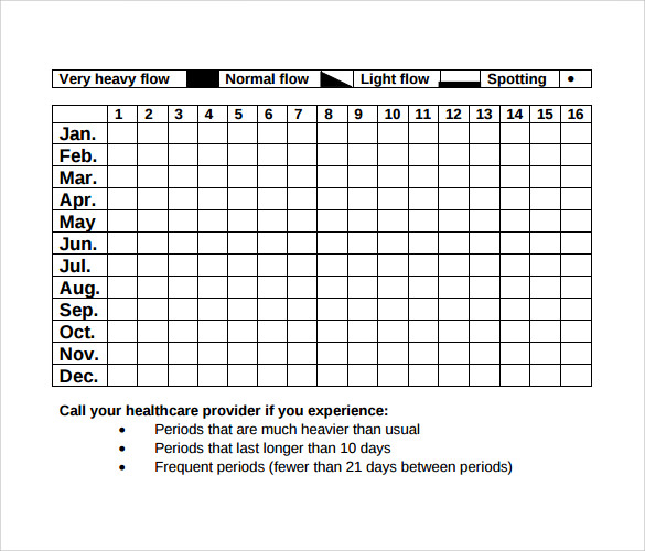 Menstrual Chart Printable