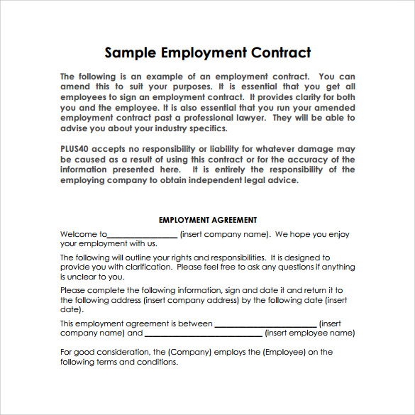 free basic employment contract template