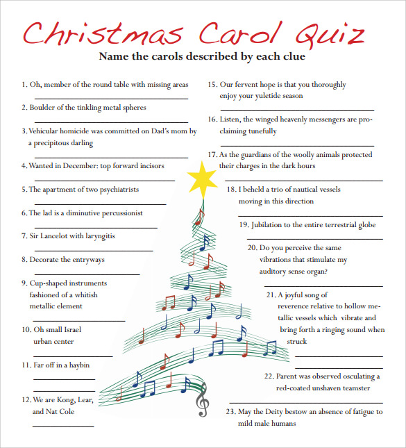 Christmas Carol Games Printable