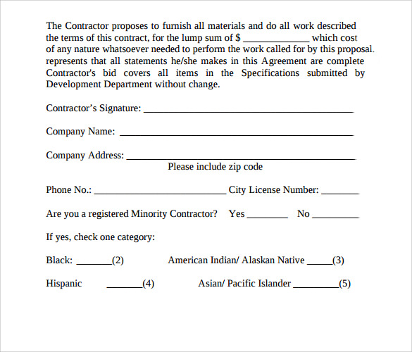 standard contract proposal template %ef%bb%bf