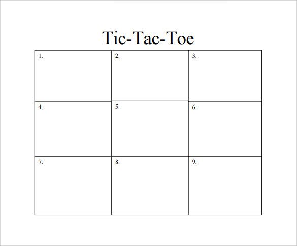 tic tac toe grid to type in