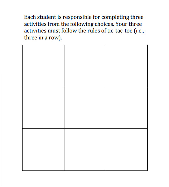 Printable Tic Tac Toe Template