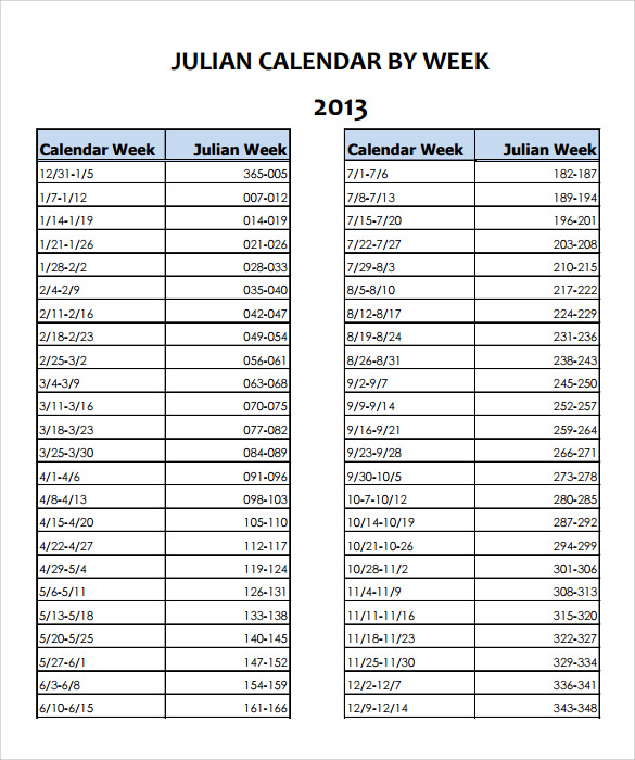 11 Sample Julian Calendar Templates to Download for Free Sample Templates