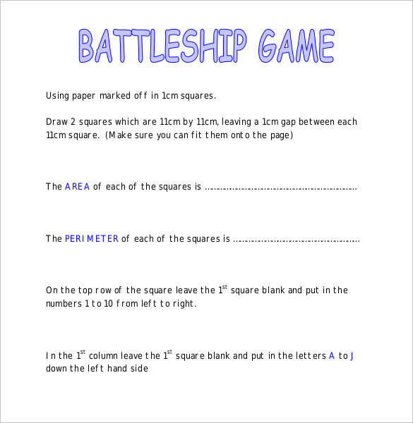 battleship game sample pdf