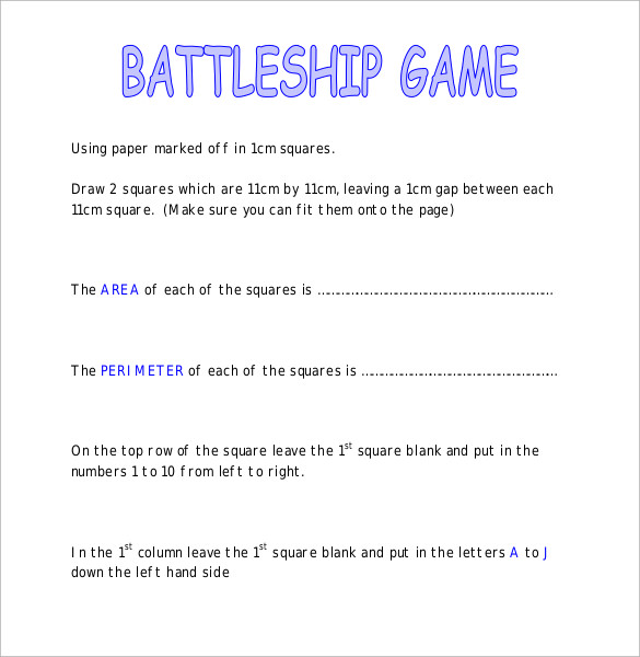 9+ Sample Battleship Games – PDF, DOC | Sample Templates