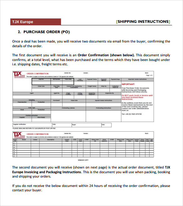 sample shipping manual template example 