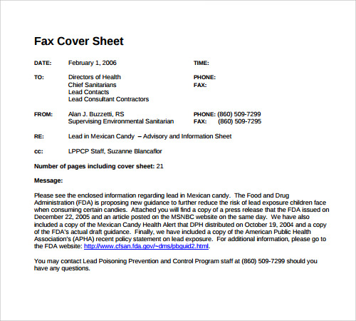 free urgent fax cover sheet