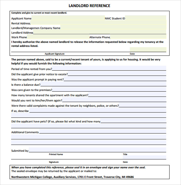landlord reference template download