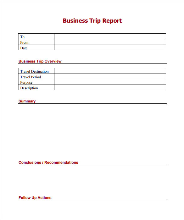 Business Trip Report Template Pdf