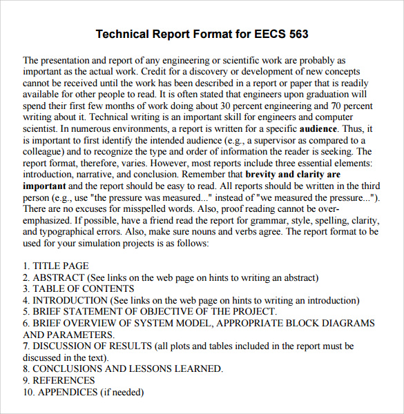 technical report format