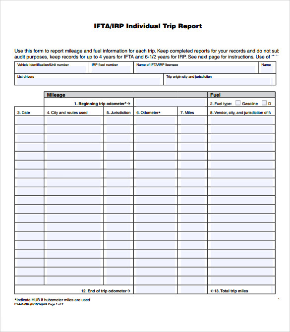 Trip Report Template Word