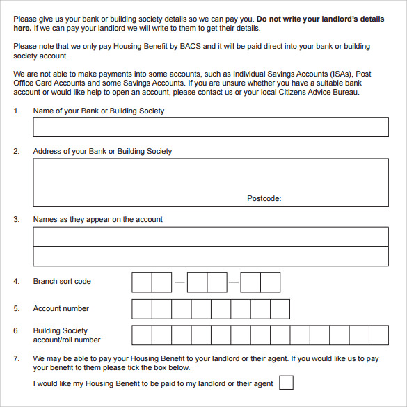 sample pdf housing benefit form