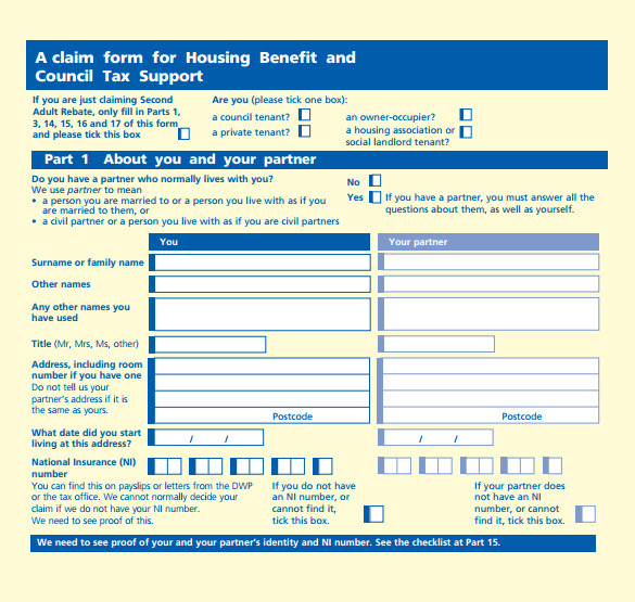 FREE 14 Sample Housing Benefit Forms In PDF