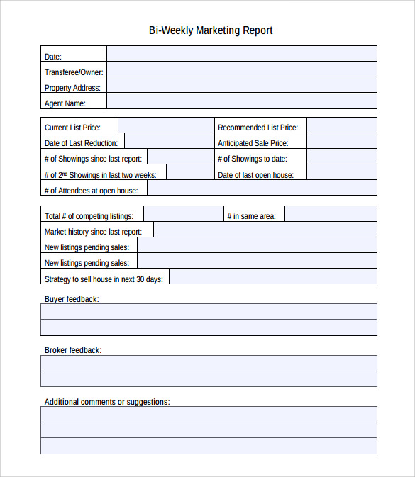 marketing report template form