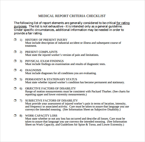 Medical Report Template Free Report Templates 9628