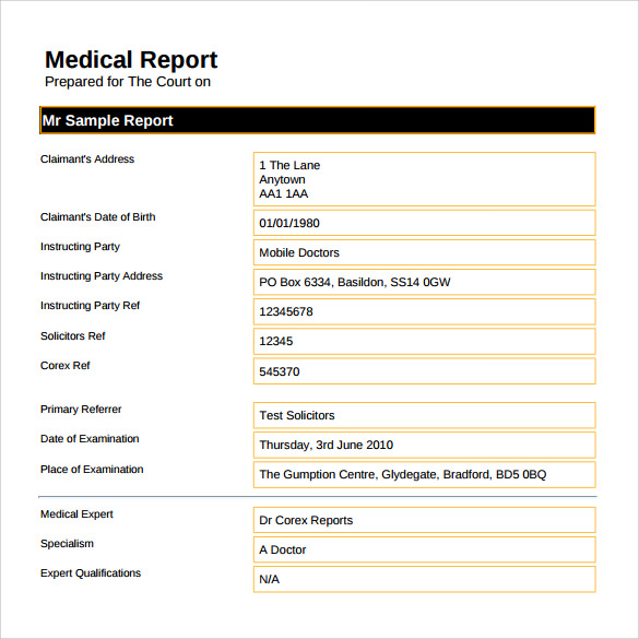 20  Medical Report Templates PDF DOC Sample Templates