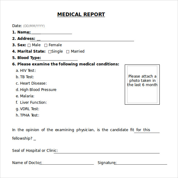 medical report template word