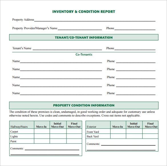 Sample Inventory Report Template