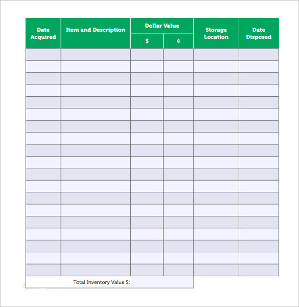sample inventory report template
