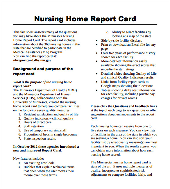 nursing report template printable