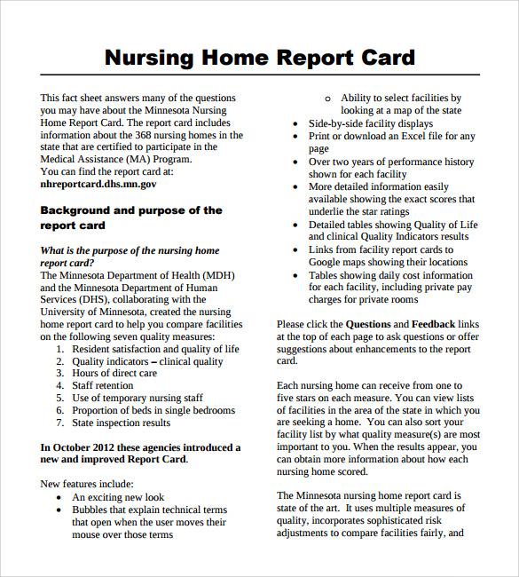 Nurse Report Example