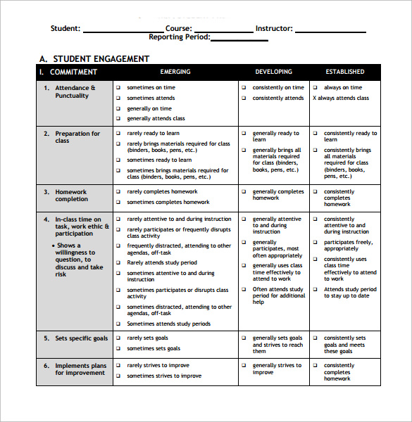 Student Progress Report Template