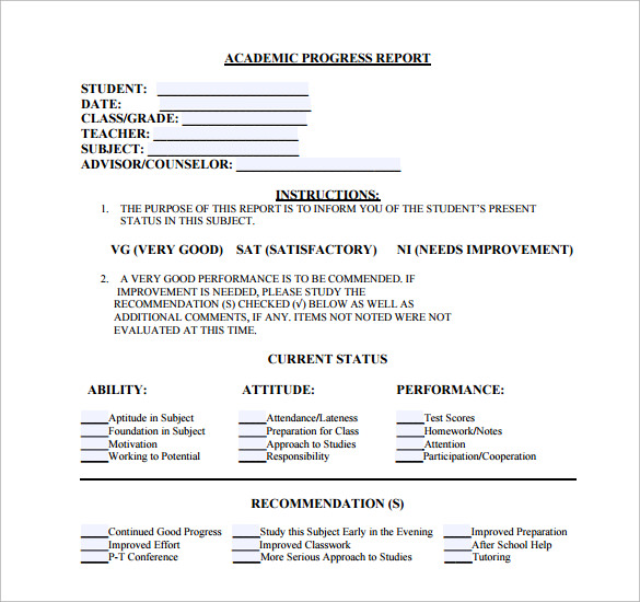 student acadamic report