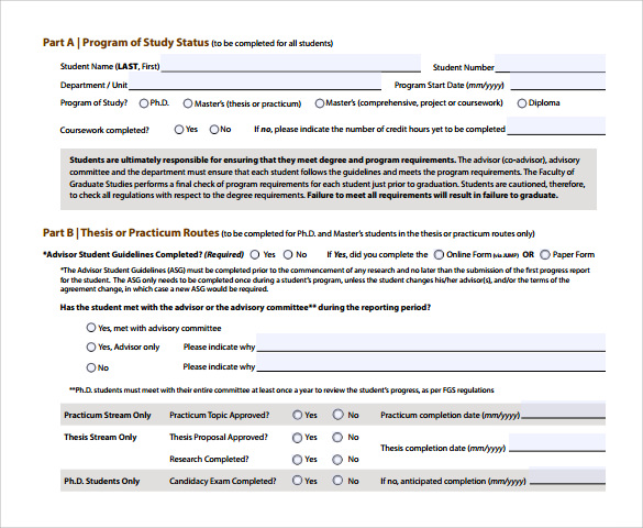 phd student progress report