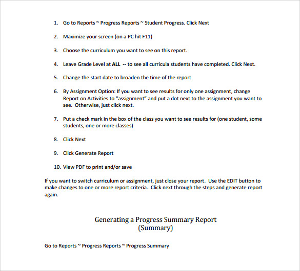 generating a student progress report