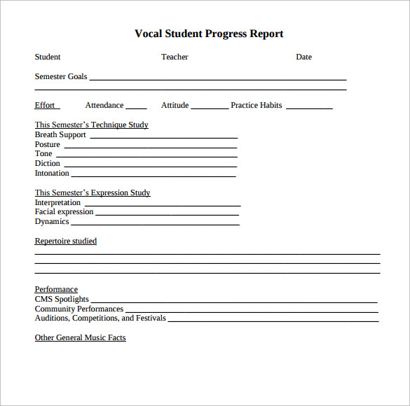 vocal student progress report