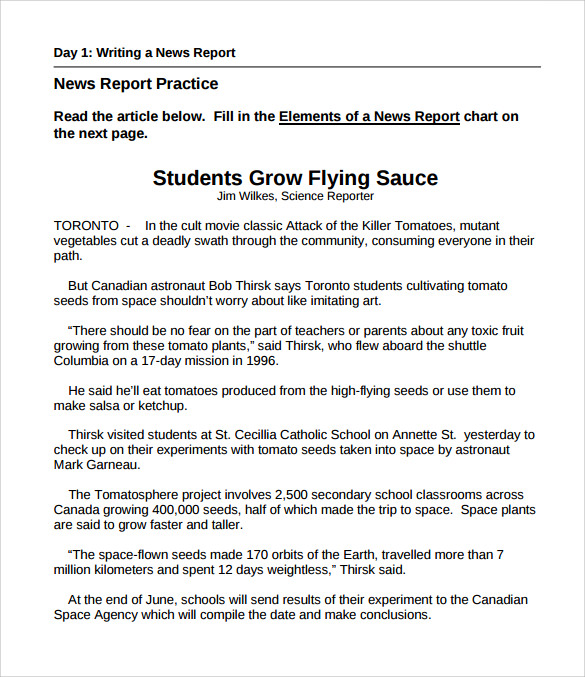 FREE 6+ Sample News Report Templates in MS Word PDF