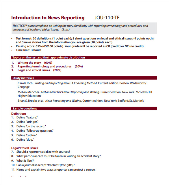 Free 7 Sample News Report Templates In Pdf