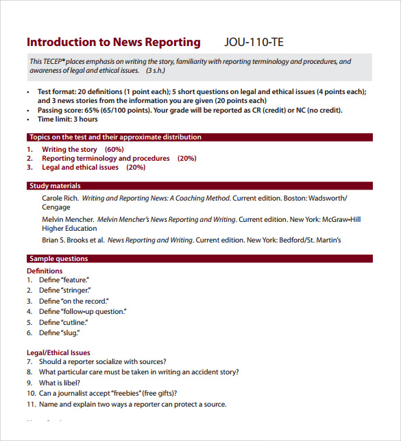 FREE 6+ Sample News Report Templates in Word, PDF