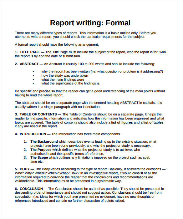 formal report template free pdf