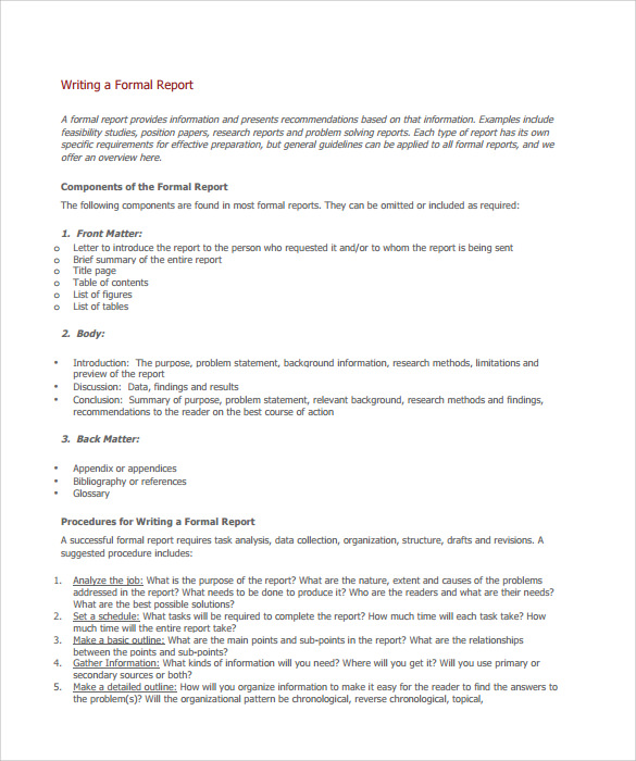 formal report template example