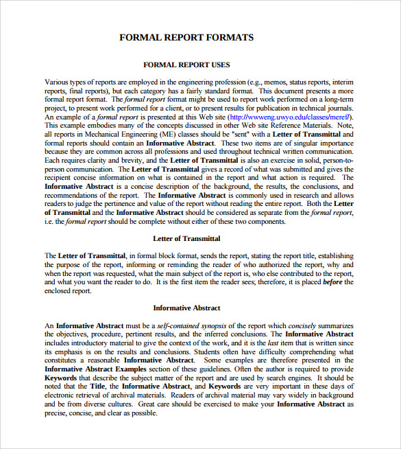 free formal report template 