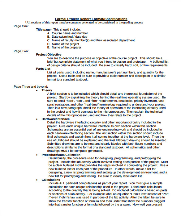 formal report template download