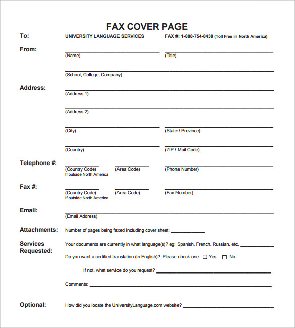 free 8 sample fax cover page templates in pdf