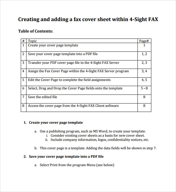 simple fax cover page template